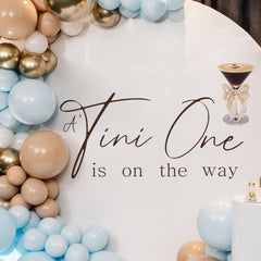 YUANY decal featuring martini glass pattern creates stylish baby shower backdrop