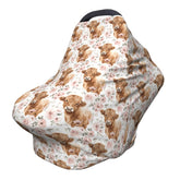 YUGUSNCH Highland Cow car seat cover in use with breathable two-layer fabric for privacy and comfort.