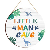 Yulejo Little Man Cave dinosaur sign wall art for playful nursery decor.