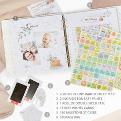 Milestone pages for babies ready to hold photos and notes through years