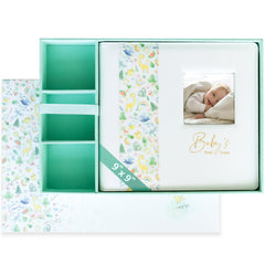 Yulka Crafts keepsake baby memory book front cover in faux leather offers durable, stylish keepsakes.