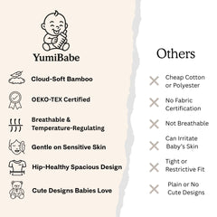 YumiBabe premium 2-way zipper detail for easy nighttime diaper changes.