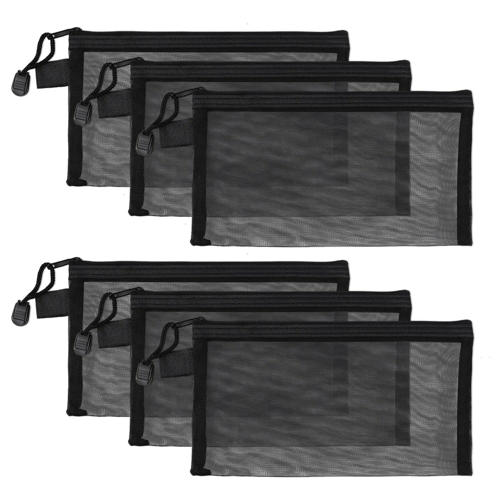 Yuntop mesh pouch A4 front view showing clear organization for cosmetics and travel.