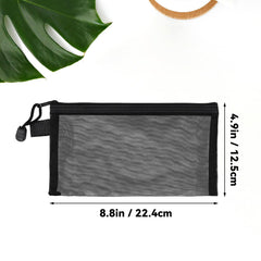 Yuntop mesh pouch in travel setup, organized with cosmetics and toiletries.