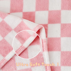 Yurhap pink checkered baby blanket swaddle-style close-up for newborn snugness.