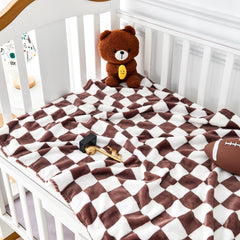 Yurhap checkered baby blanket soft fabric closeup highlights ultra soft microfibre for gentle skin.
