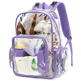 Yusudan clear diaper bag backpack lavender purple front view enables quick access to essentials.