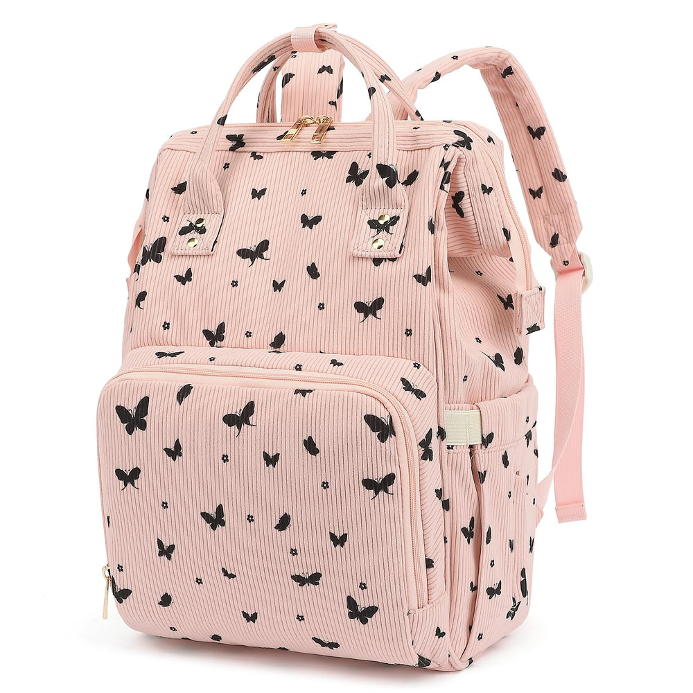 Yusudan Corduroy Diaper Bag front pocket keeps essentials organized for quick access.