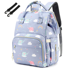 Yusudan Elephant Diaper Backpack front view showing spacious main pocket for baby essentials.