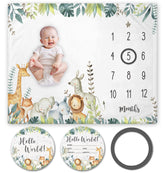 Yuzioey Safari milestone blanket front design for adorable baby growth photos