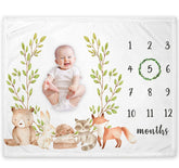Yuzioey woodland milestone blanket featuring forest animals for adorable growth photos