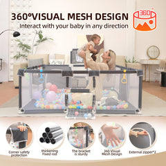 YVDRG playpen features basketball hoop and football goal for active play.