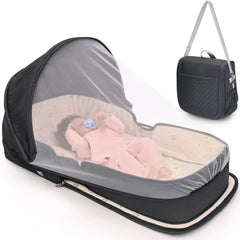 YVMVDV portable travel bassinet setup for easy in-room naps.