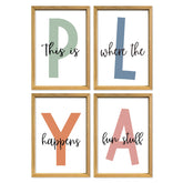 YWJKWLGS this is where the fun stuff happens four-piece wall art set, bright decor