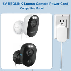 YYFNGU Reolink Lumus adapter connection showing secure plug and reliable power