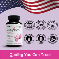 YYUX SlenderFlora packaging box showcasing US-made quality and safe ingredients.