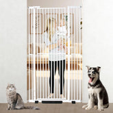 YZHDUXIU 71-inch extra tall gate in doorway shows secure containment for tall pets.