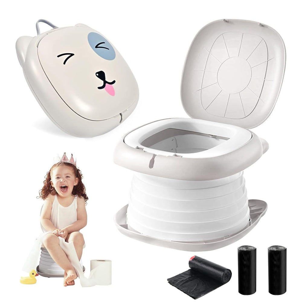 YZNlife travel potty folding compact grey, ideal for easy storage during trips.