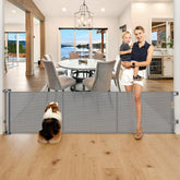 Zaguoroo 28-inch tall retractable gate mesh closed, ideal for child and pet containment.