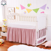 Zaizaihome crib bed skirt natural closeup shows soft cotton texture for gentle nursery comfort