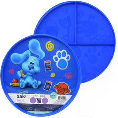 Zak Designs Blue's Clues 2-in-1 Flip-It Plate front view, durable and microwave-safe for kids.