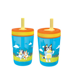 Zak Designs Bluey Kelso tumbler lid close-up showing leak-proof travel-friendly design