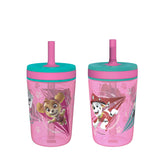 Zak Designs Kelso tumbler with Paw Patrol Skye and Everest for kid-friendly hydration.