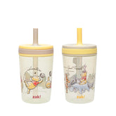 Zak Designs Winnie the Pooh Kelso cups in travel setup for mess-free sipping.