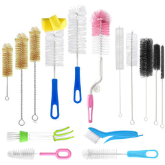 Zannaki 15pc bottle brush set for thorough bottle cleaning and everyday messes.