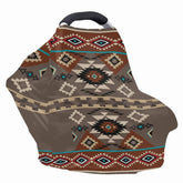 ZDCUSTOM geometry aztec nursing cover shown, breathable fabric ideal for on-the-go breastfeeding.