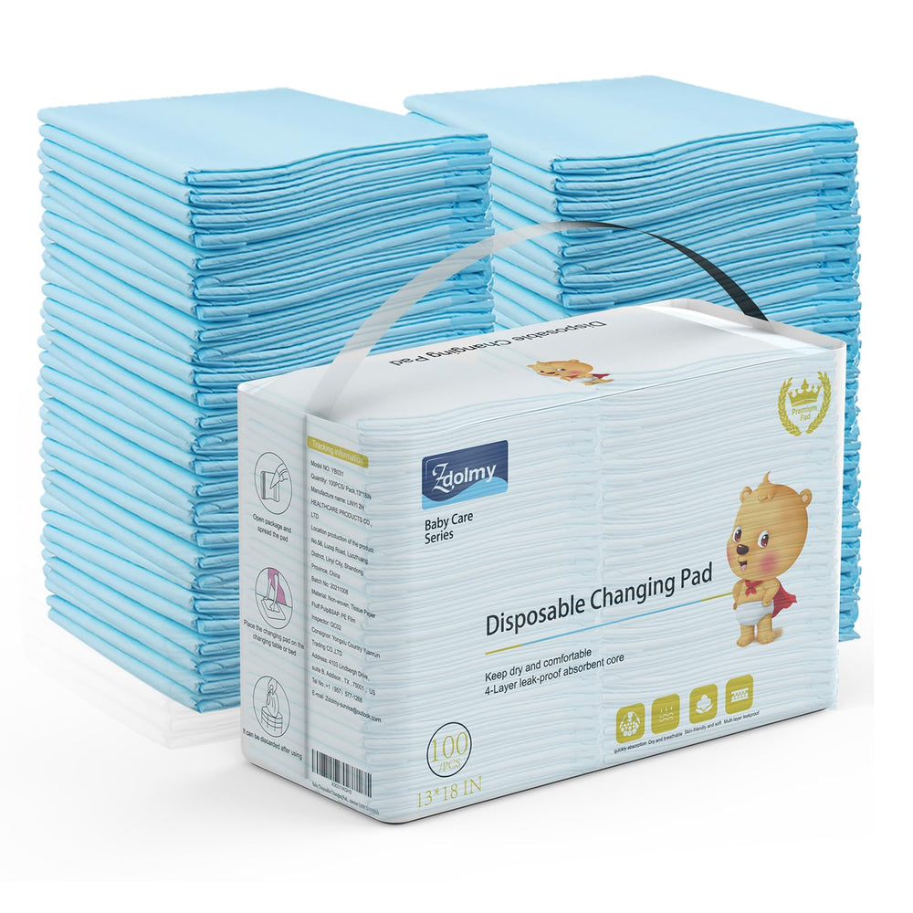 Zdolmy disposable changing pad blue top view shows a soft surface for gentle diaper changes.