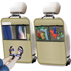 Zecirl kick mat back seat protector front view shows full coverage and storage.