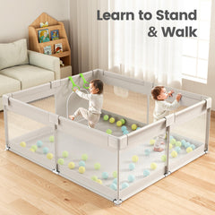 ZEEBABA Extra Large Playpen gray tubes ensure sturdy setup and reliable stability.