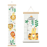 Zeeko Lion canvas growth chart on wall with clear height markers for kids.
