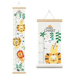 Zeeko Lion canvas growth chart on wall with clear height markers for kids.