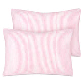 Zenssia organic cotton toddler pillowcase in pink stripe, gentle and breathable.