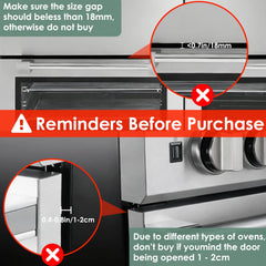 ZENTIVOR oven lock shows 180-degree rotation to stay clear of cookware.