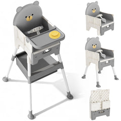 Zenvory baby high chair with bear-design backrest invites joyful meals.