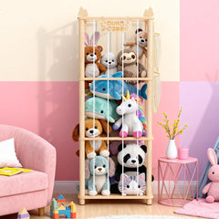 ZEQON extra-large pine wood stuffed animal zoo organizer fits a busy playroom.