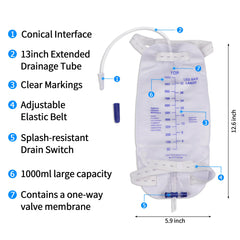 Zexyvor leg bag with anti-reflux valve to prevent backflow and enhance hygiene.