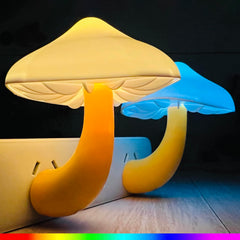 ZEZHOU Night Light Mara mushroom on wall with 7-color glow for kid-friendly ambiance.