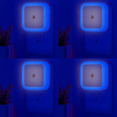 ZEZHOU 4-pack blue plug-in night lights glow softly, guiding steps at night.