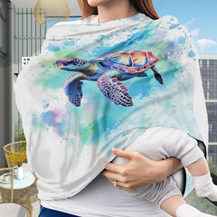 ZFRXIGN Turtle Nursing Cover car seat canopy provides privacy and sun protection.
