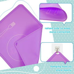 Zhehao Montessori placemat purple enabling utensil placement teaching table manners.