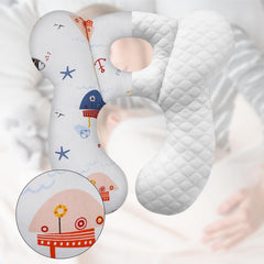 Infant pillow suitable for car seats and strollers for nap-ready journeys.