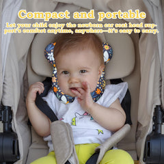 ZHOMA baby travel pillow Flower 1 side view keeps neck aligned.
