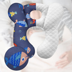 ZHOMA baby travel pillow features soft cotton fabric and cartoon patterns.
