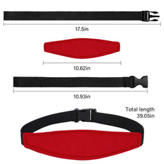 ZHOMA head-support belt for strollers in red, keeps head steady during walks.