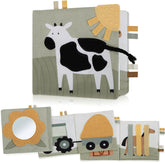 ZICOTO soft baby book with farm animals page for sensory exploration.
