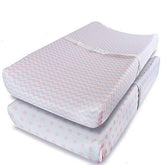 Ziggy Baby changing pad cover pink chevron pattern provides a soft, stylish nursery look.